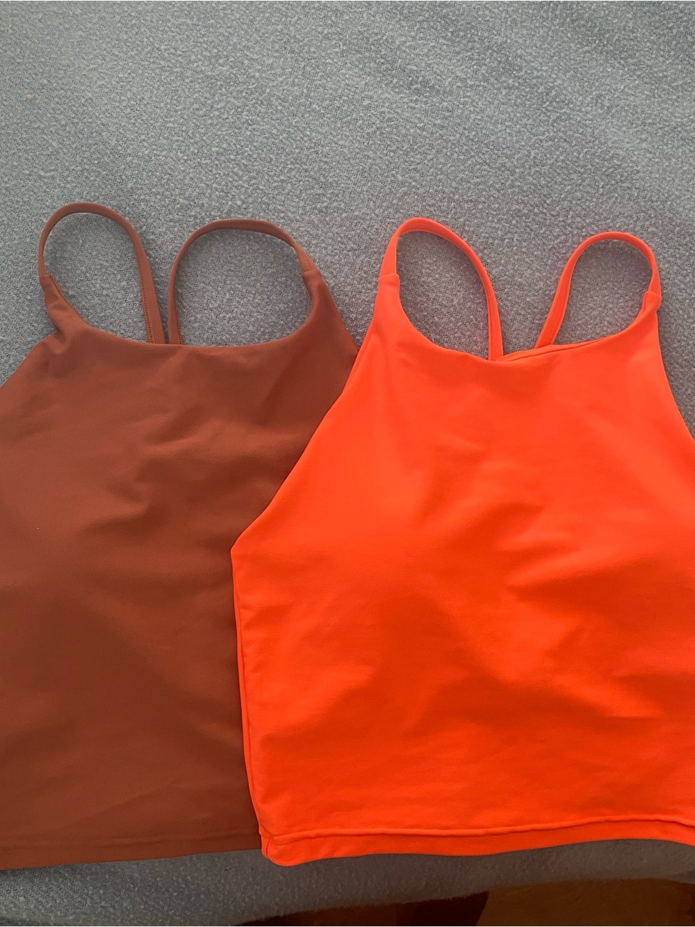 Old Navy Active Cropped Tanks - Burnt Rust & Neon Orange